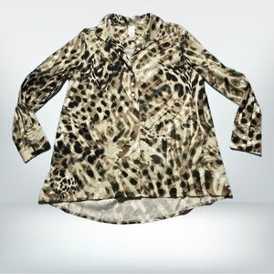 MarlaWynne Easy Fit Everyday Cotton Knit Shirt Blouse Top Animal Print